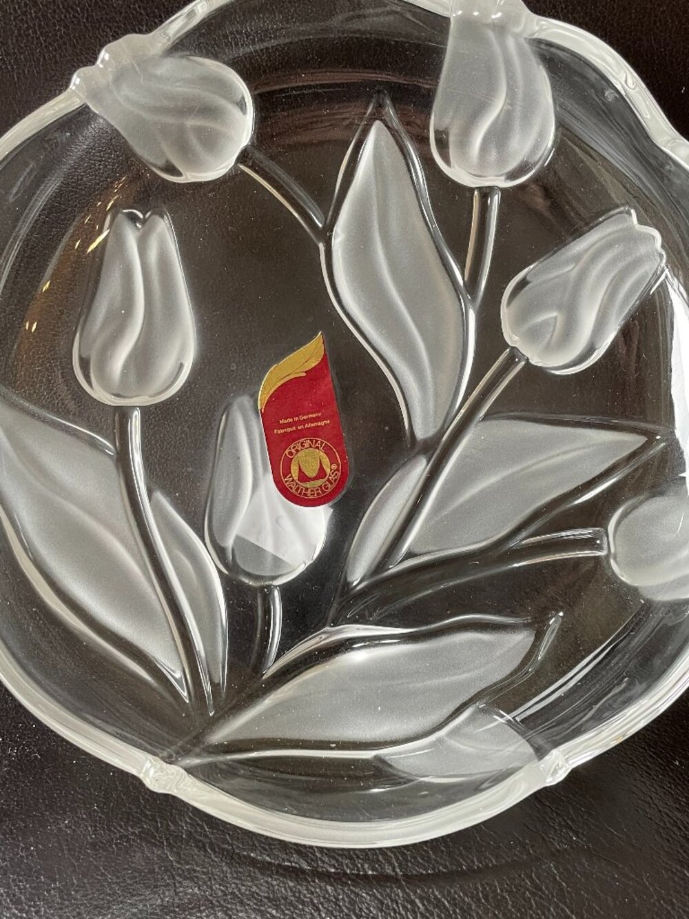 NEW Mikasa Walther 7” Frosted Tulips Etched Glass Bowl-Great Gift